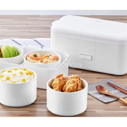 2L Double Layer 4 Ceramic Tank Portable Electric Heating Lunch Box Food Warm Heater Stewing Soup Rice Cooker Cooking Machine