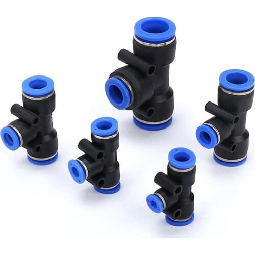4mm 6mm 8mm 10mm 12mm 14mm 16mm Hose Tube Union Tee Type Reducer One Touch Air Pneumatic Push In Pipe Fitting Quick Connector