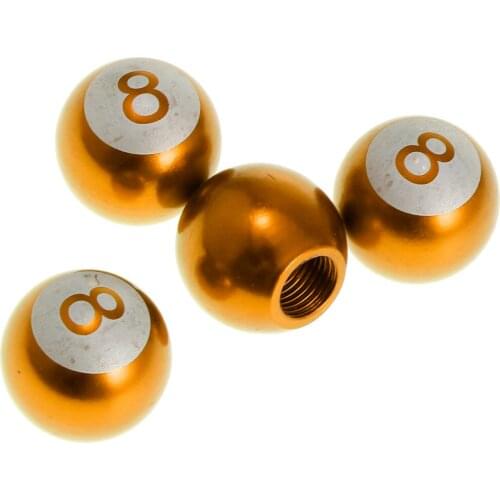 4 PCS Car Bicycle Wheel Tire Air Valve Stems Cap Dust Cover 8 Ball Gold