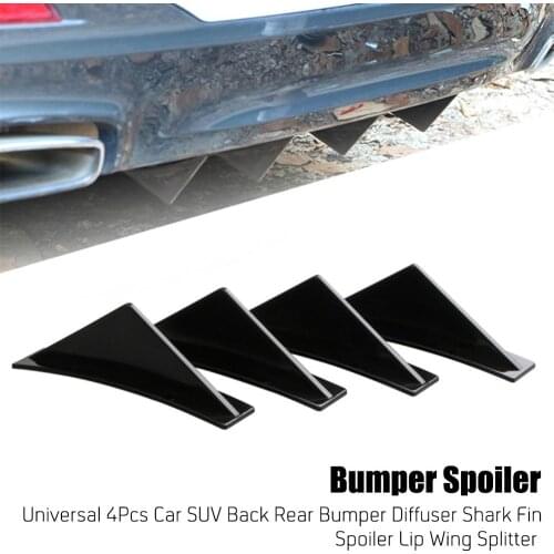 4pcs/set Spoilers Car SUV Back Rear Bumper Diffuser Shark Fin Kit Styling Spoiler Lip Wing Splitter Universal Accessories