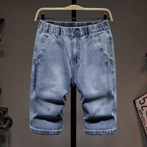 7XL 6XL 5XL Mens Denim Shorts Summer New Letter Embroidery Elastic waist Loose Casual Short Jeans Plus Size Male Brand Clothes