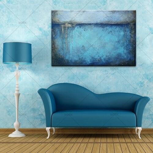 Abstract oil painting handmade contemporary blue seascape oil painting on canvas painting for living room bedroom wall decora