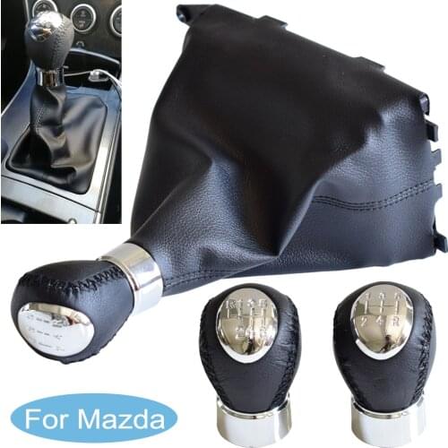 Car Stick Gear Lever Knob Shifter HandBall Leather Gaiter Boot Case For Mazda 6 2002 2003 2004 2005 2006 2007 Manual 5 6 Speed