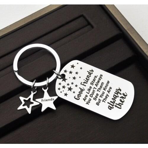 Friendship Keychain Key Ring Gifts for Best Friends Women Men Birthday Sisters Brothers Key Chain Good Friends Are Like Stars