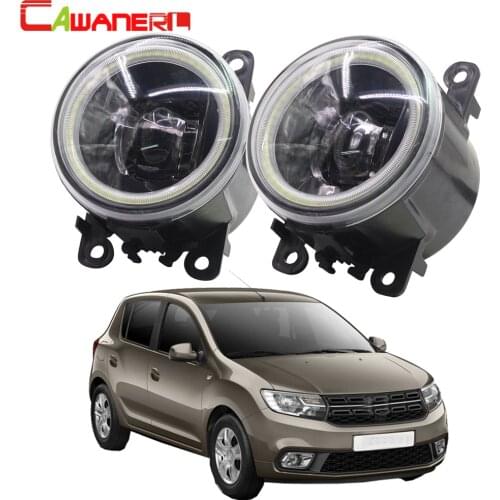 Cawanerl For Dacia Sandero Hatchback 2008 2009 2010 2011 2012 2013 2014 2015 Car LED Fog Light Angel Eye Daytime Running Light