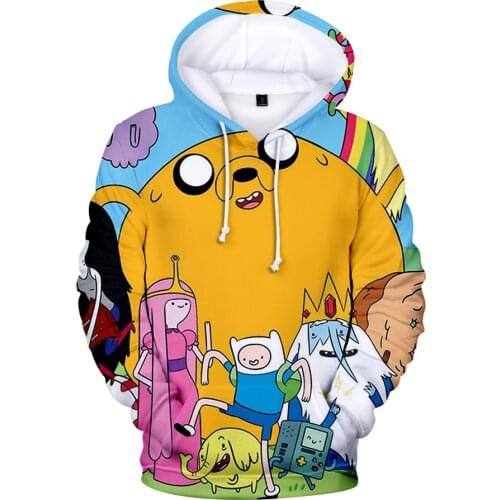 Imaginative 3 To 14 Years Kids 3D Hoodies Adventure Time Finn And Jake The Dog Face Sweatshirt Classic Cartoon boy/girls Tops