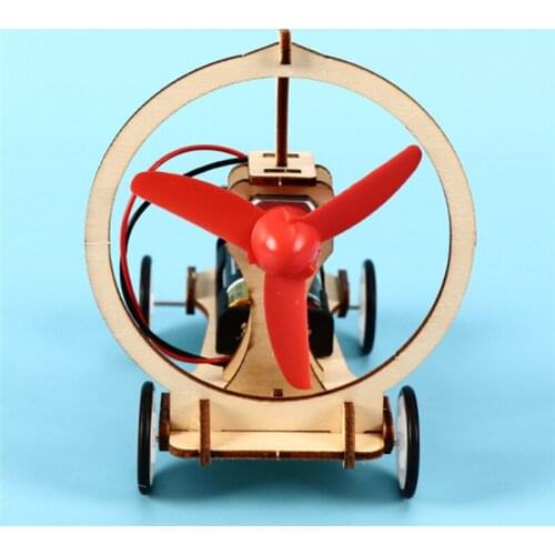 Kids DIY Science Toys Wooden Educational Scientific Experiment Assembled Kit Electric Wind Power Racing Car