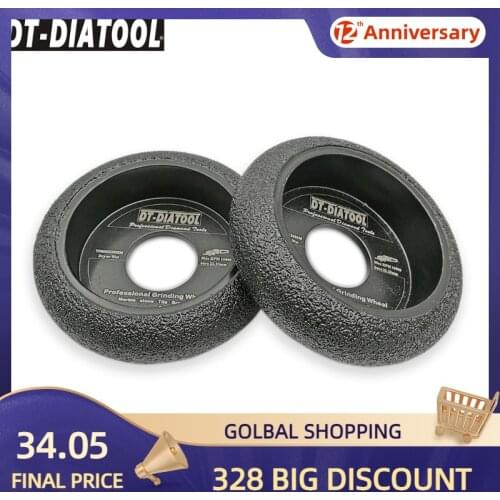 DT-DIATOOL 2pcs 75mmx20mm Vacuum Brazed Diamond Grinding Convex Wheel Dry or Wet Profile For Marble Granite Stone Grinding Disc