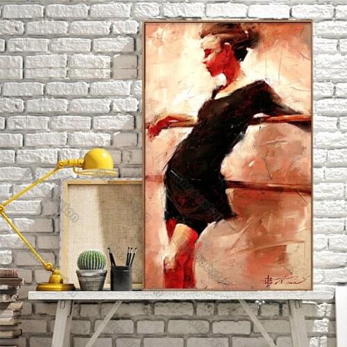 Vintage Style Canvas Painting Wall Poster Oil Pictures with Charming Women Wearing Red and Black Dress for Home Rooms Wall Decor