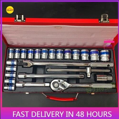Auto Repair Tool Mechanical Maintenance Combination 10-32mm24 Piece Socket Wrench Hexagon Socket