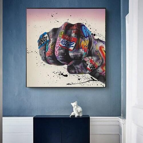 Graffiti Art Canvas Painting Fist Inspirational Posters and Prints on The Wall Art Picture for Living Room Cuadros Home Decor