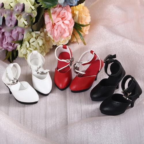 BJD Doll shoes suitable for 1-4 size doll fashion accessories high-heeled girls black and white and red Pu doll shoes