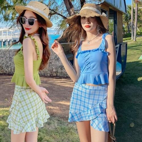 Swimsuit Womens Conservative Cover Belly Thin Hot Spring Vacation Girl Cute Student Skirt Split Swimsuit