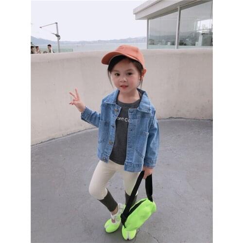 Unisex Toddlers Jackets Fashion Korean Solid Denim Jacket For Girls Boys Kids 2020 Autumn New Children Clothes Outwear