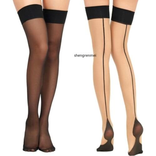 Summer Women Thin Stockings Female Back Line Hosiery Fashion Ladies Transparent Thigh High Silk Stocking Sexy Costumes Dropship