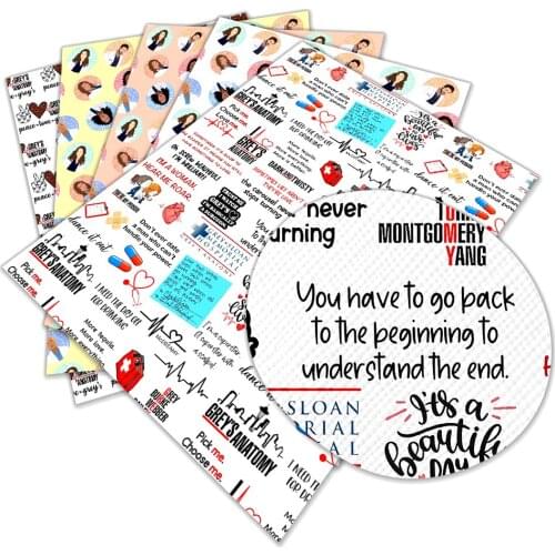 Greys anatomy Printed Faux Leather Sheets DIY Decoration Crafts A4 22*30CM