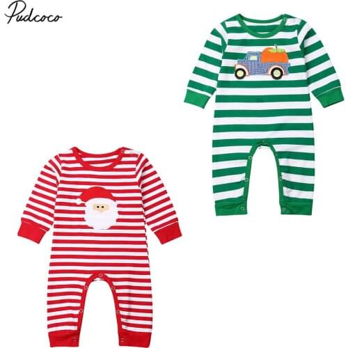 Lovely Chirstmas Rompers Clothes Newborn Baby Girl Boy Striped XMAS Clothes Romper Jumpsuit Casual Santa Pumpkin Pajamas Outfits