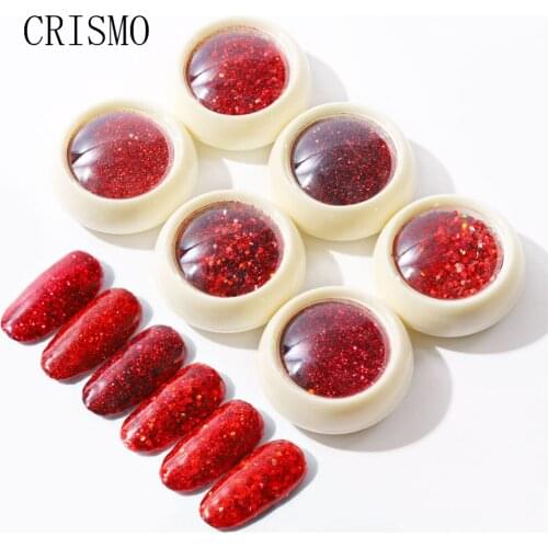 CRISMO 3D Mixed Hexagon 6 Box Nail Dust Sets Glitter Sequins Flakes Manicure Nail Art Decoration Nails Decoraciones