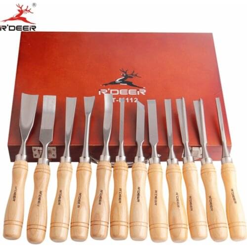 RDEER Wood Carving Knife Chisel kit Hand Tools For Carving Wood Gouge Chisel 12 Pcs