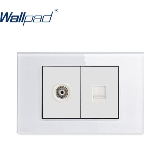 TV DATA RJ45 Socket Wallpad Luxury Tempered Glass Panel Electric Wall Socket Weak Electricity Outlets For Home
