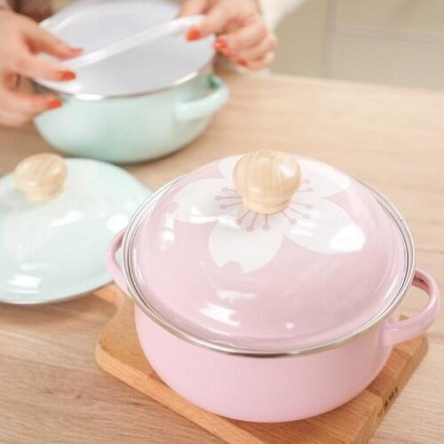 Solid Color Thicken Enamel Soup Salad Bowl Noodle Rice Bowl Durable Fresh-keeping Box Soup Plate Kitchen Tableware with Cover