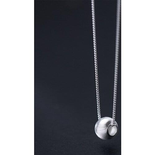 8MM real 925 Sterling Silver Fine Jewelry Brushed Lucky Ball Charms necklace pendant C-D8473