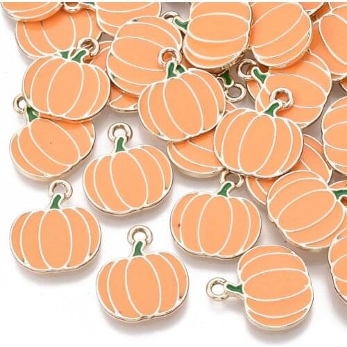 100pcs Light Gold Plated Alloy Enamel Pumpkin Pendants Charms for DIY Jewelry Making Necklace Earrings Findings Accessories