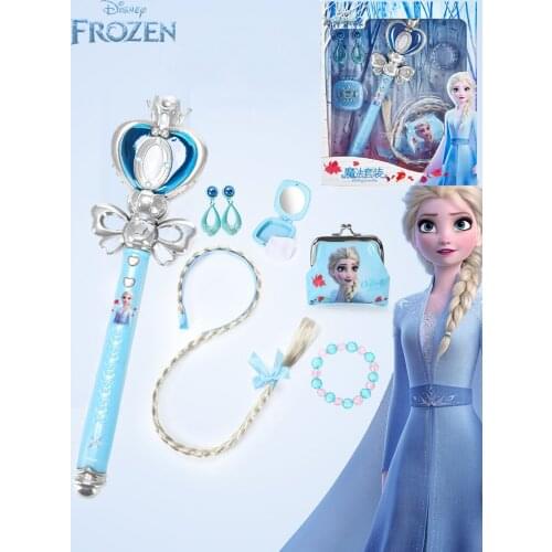 Disney Frozen 2 Music Magic Wand Girls Headband Princess Elsa Crown Coin Purse Makeup Toys Kids Hair Accessories Birthday Gift