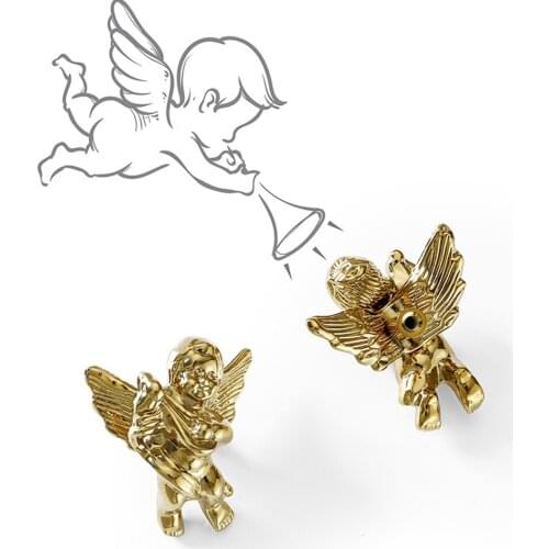 Gold Angel Furniture Cabinet Handles DIY Retro Solid Brass Door Knob Cupboard Drawer Pulls For Home Renovation And Improvement