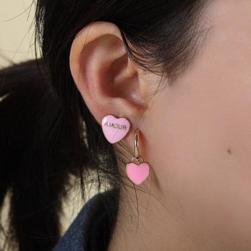 Fashion Small Heart Moon Hoop Earrings for Women Girls Korean Cute Dripping Oil Star Pandant Piercing Huggie Earrings Jewelry