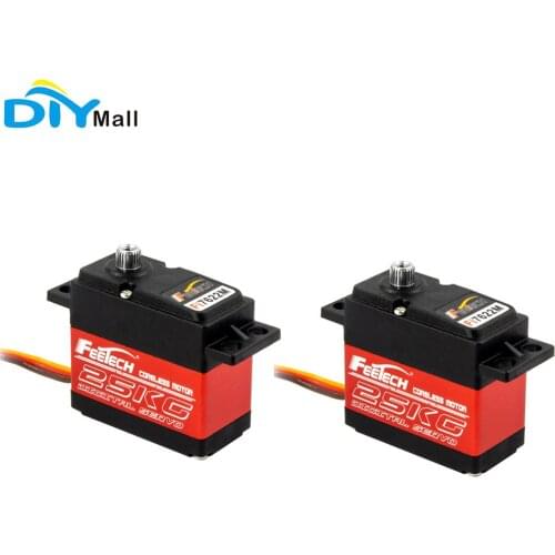 2PCS Feetech 7.4V Fi7622M 180 Degree Digital Servo 25KG.CM Red Aluminum Alloy Gear Digital Servo for Arduino Smart Car Robot
