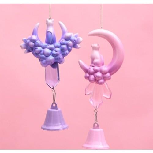 Crystal Epoxy Resin Mold Cute Starry Moon Kitten Pendant DIY Silicone Mould F3MF