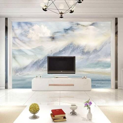 Blue Cyan Marble TV Background Wallpaper European Living Room Movie Wallpaper Stereo Mural