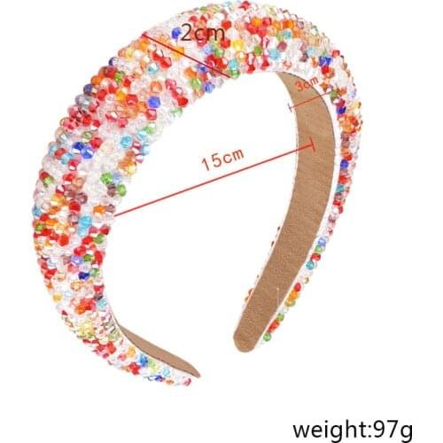 Rhinestone Beaded Full Crystal Hair Bands For Women Lady Luxury Shiny Padded Diamond Headband Hair Hoop Fashion Hair Accessori