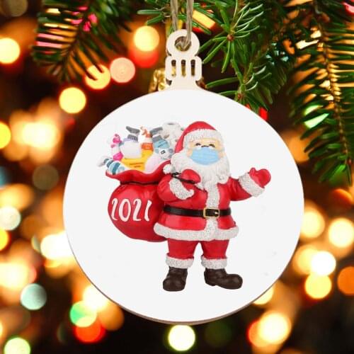 Merry Christmas Wooden Round Baubles Tags Christmas Balls Decorations Art Craft Ornaments Christmas DIY New Year Home Decors