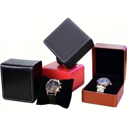 Watch Display Box Jewelry Storage Organizer Case Decoration Gift 10x11x7cm Man Leather Flannel Watch Box Black Gift Wholesale