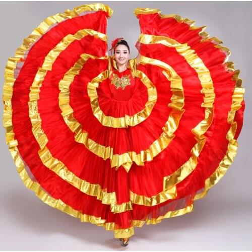 Spanish Bullfight Dress Adult Female Opening Dance Performance Full-skirt National Dancing Big Swing Red Dress Costume H612