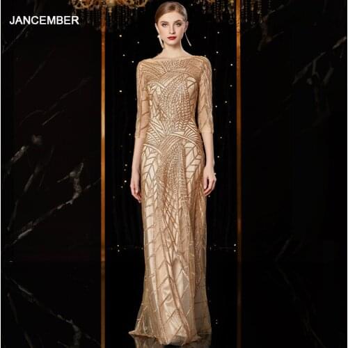 J1935 jancember women evening dress o-neck half sleeve mother of the bride dresses in Evening Dresses robes de soiree longue