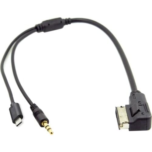 Zihan Media In AMI MDI to Stereo 3.5mm Audio & USB-C Aux Adapter Cable For Car VW AUDI 2014 A4 A6 Q5 Q7