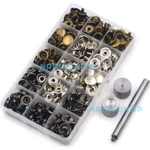 1Set 15mm Snap Fasteners Poppers Press Tool Sewing Leather Button DIY Kit