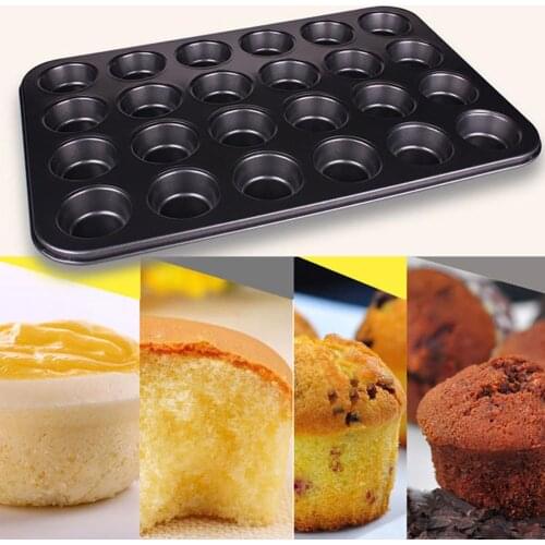 1PC 24-Cavity Non-stick Carbon Steel Cup Cake Mold Muffin Dessert Baking Dishes Pan Tray Home Kitchen DIY Baking Tool