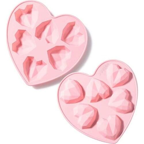 1PC 3D Diamond Love Heart Shape Silicone Molds for Baking Sponge Chiffon Mousse Dessert Cake Molds Food Grade