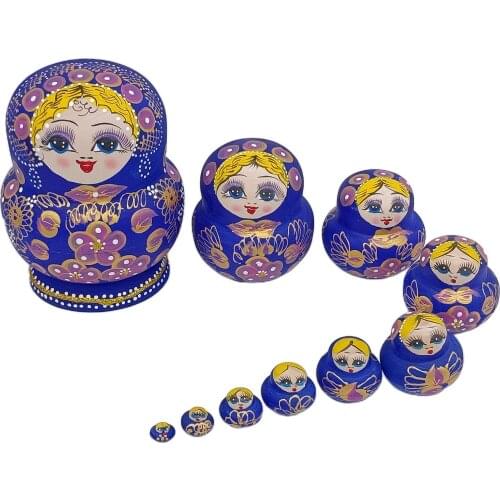 10Pcs Russian Nesting Dolls Matryoshka Doll for Kids Christmas Decorations, Wooden Toys Gifts, Cute Babushka