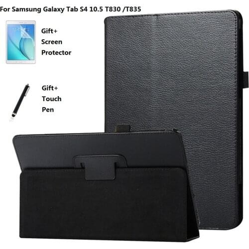 2 Fold Litchi Tablet Case For Samsung Galaxy Tab S4 10.5 T830 T835 Flip Stand PU Leather Smart Cover Case