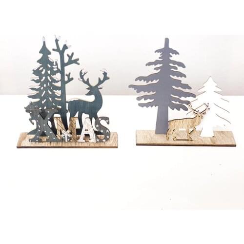 2D 3D Elk Christmas wooden decorations Xmas DIY Christmas Decorations for Home Ornaments Noel Navidad Decor 2021 New Year Gifts