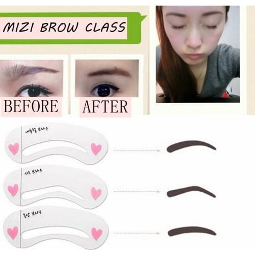 3pcs Reusable Grooming Stencil Makeup Shaping Handcover Drawing Card Eyebrow Template DIY Tools Accessories In Retail Packaging