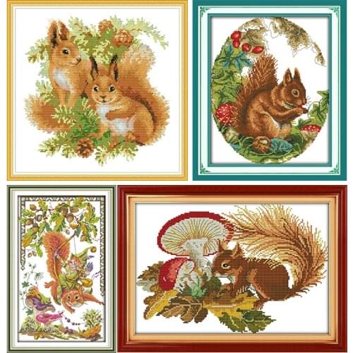 Squirrel everyday Series 11CT14CT animal printed pattern cross stitch kits craft needlework DMC on canvas embroidery accessories