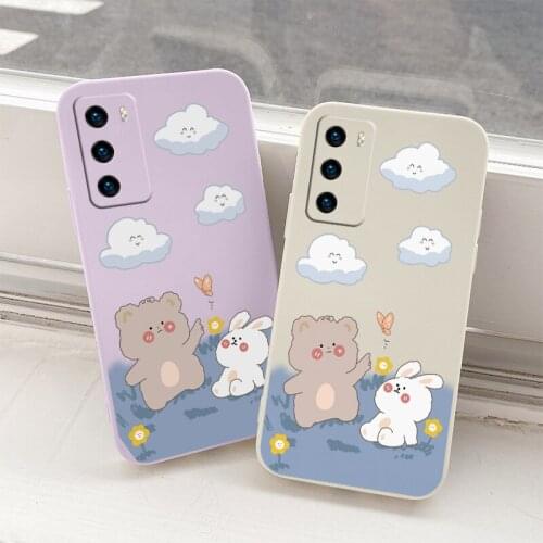 White Rabbit Silicone Phone Case For Huawei P40 P30 P20 Pro Lite Mate 40 30 20 Pro Lite P Smart 2021 Y7A Soft Back Cover