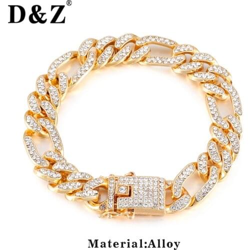 D&Z Width 13mm Bracelet Homme Micro Paved CZ Figaro Cuban Link Chain Bracelets For Males Hip Hop Iced Out Jewelry Accessories