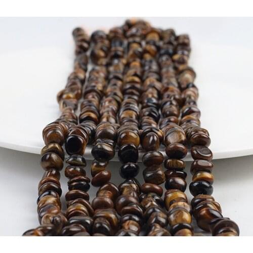 Natural Stone Beads Brown Tiger Eye Chips Beads Irregular Freeform Gravel Beads Bracelet 5*8mm for Jewelry Making DIY Necklace
